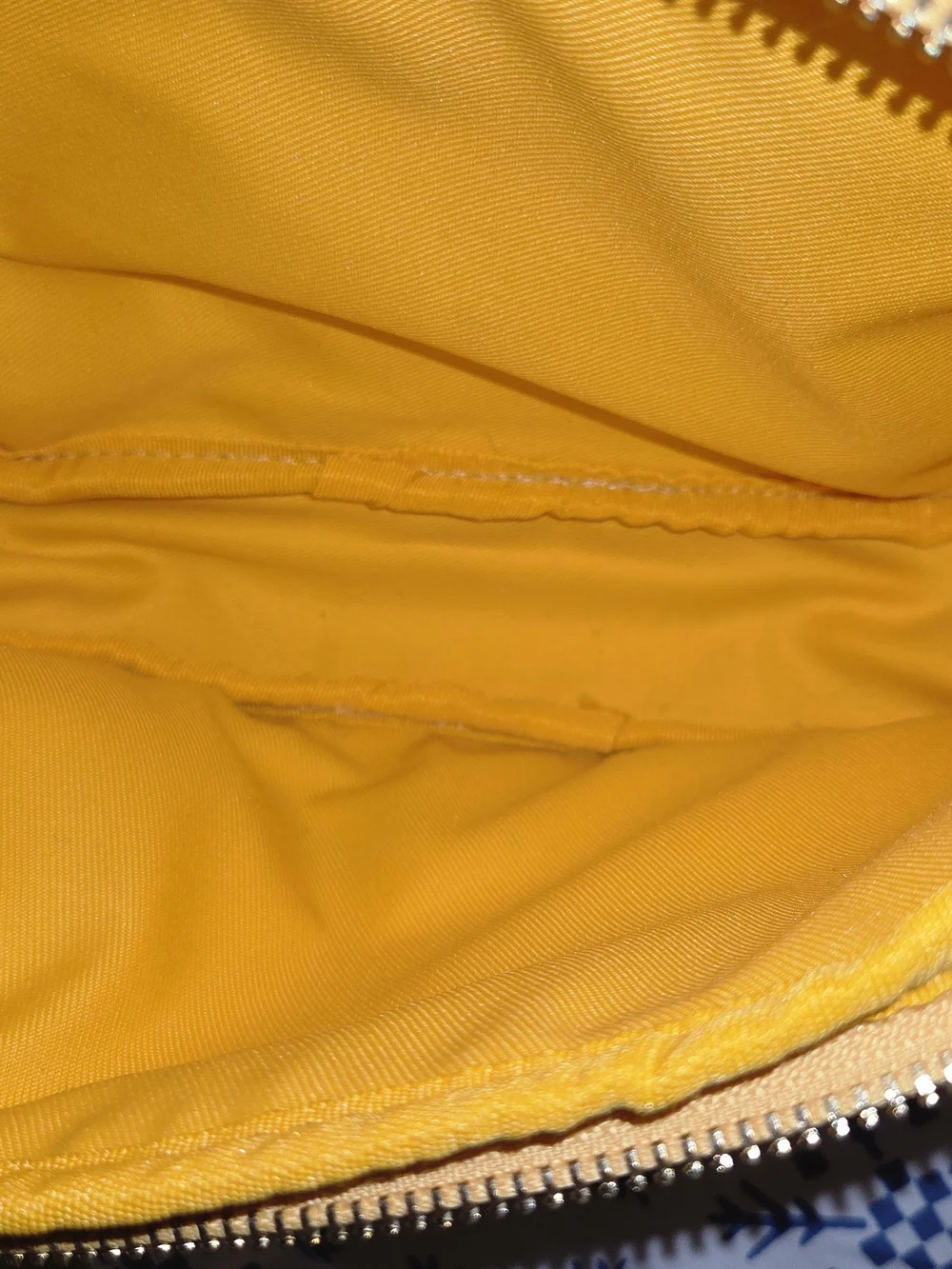 Yellow Crossbody Bag with Pink Slogan